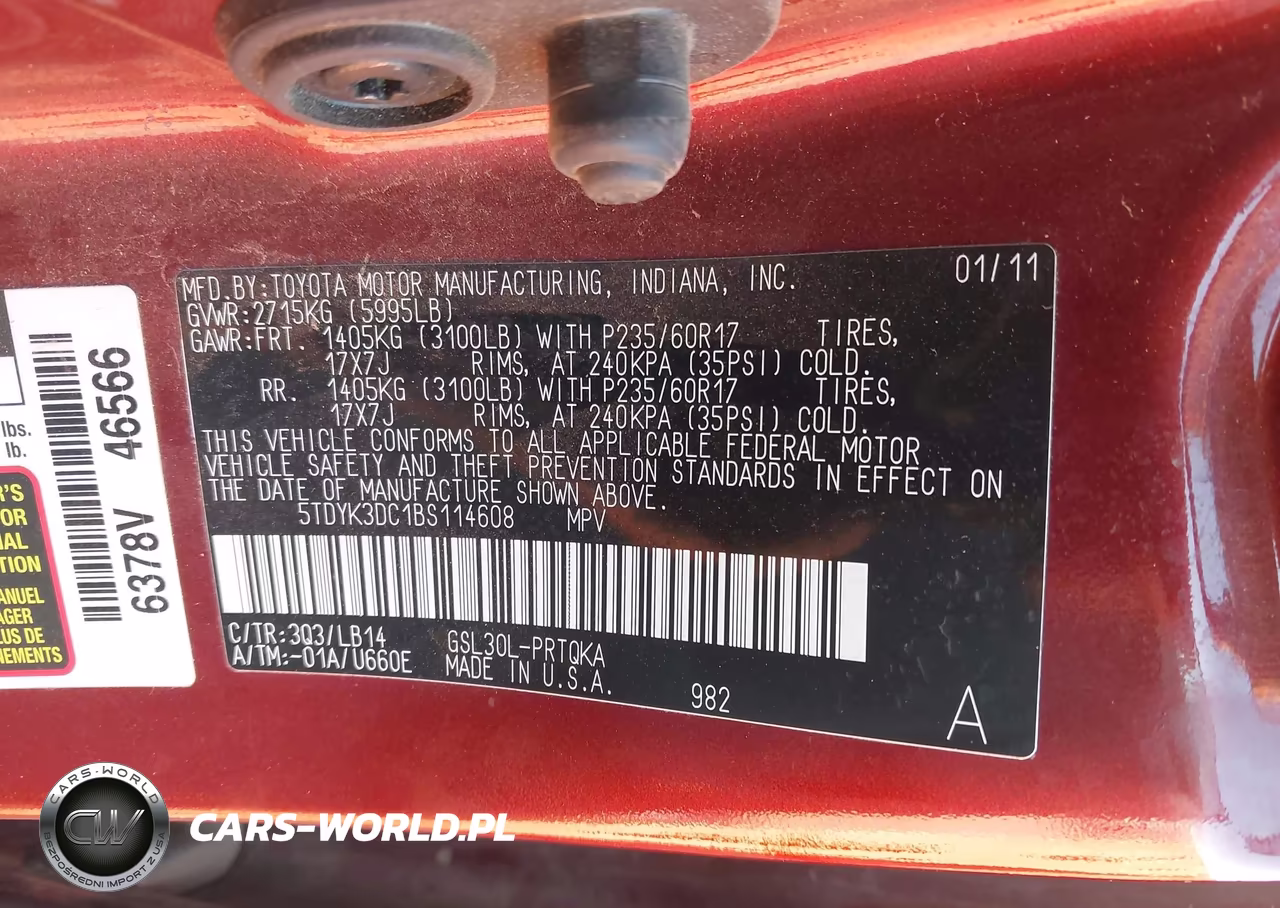 2011 Toyota Sienna Xle V6 VIN:5TDYK3DC1BS114608 - 9
