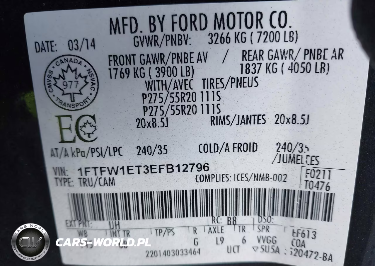 2014 Ford F-150 Fx4 VIN:1FTFW1ET3EFB12796 - 9
