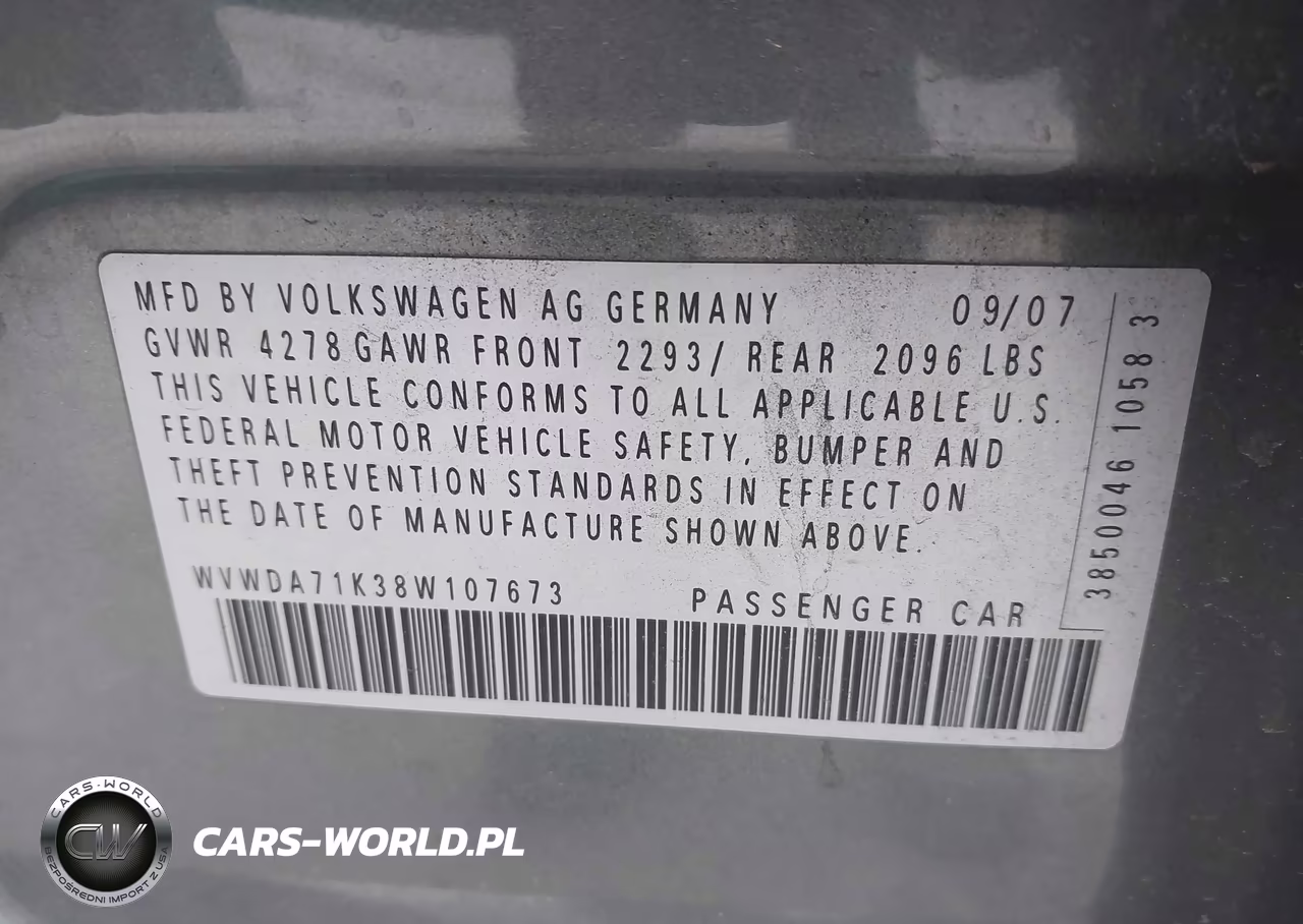 2008 Volkswagen Rabbit S VIN:WVWDA71K38W107673 - 9