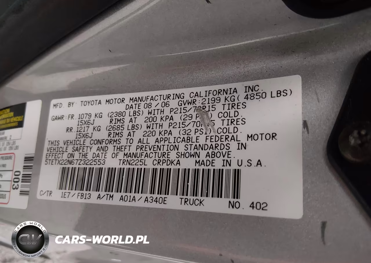 2007 Toyota Tacoma VIN:5TETX22N67Z322553 - 9