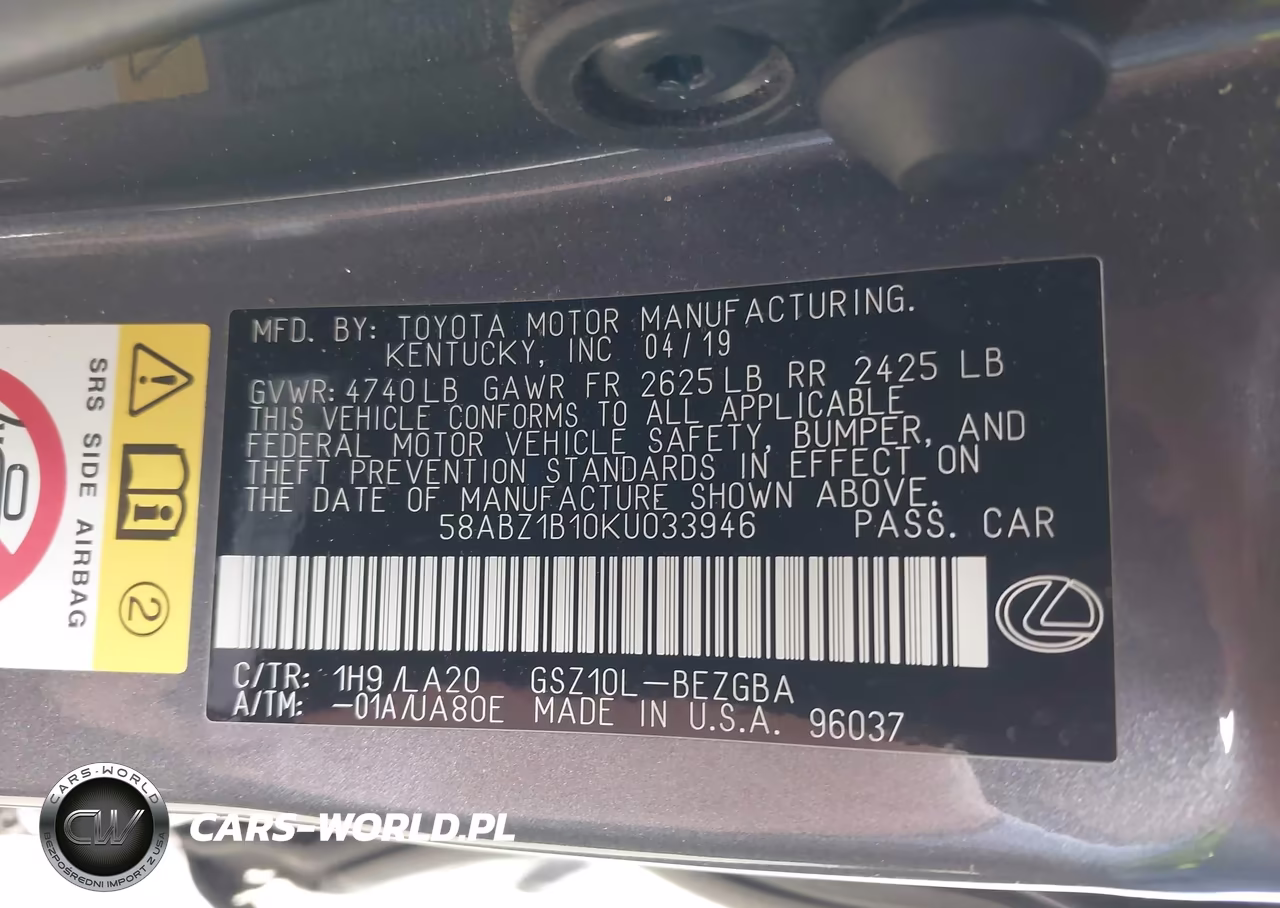 2019 Lexus Es 350 VIN:58ABZ1B10KU033946 - 9
