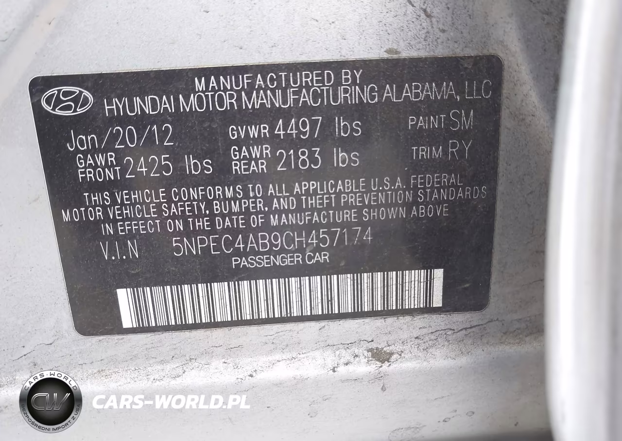2012 Hyundai Sonata Limited 2.0T VIN:5NPEC4AB9CH457174 - 9