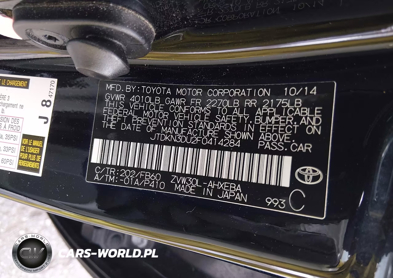 2015 Toyota Prius Two VIN:JTDKN3DU2F0414284 - 9