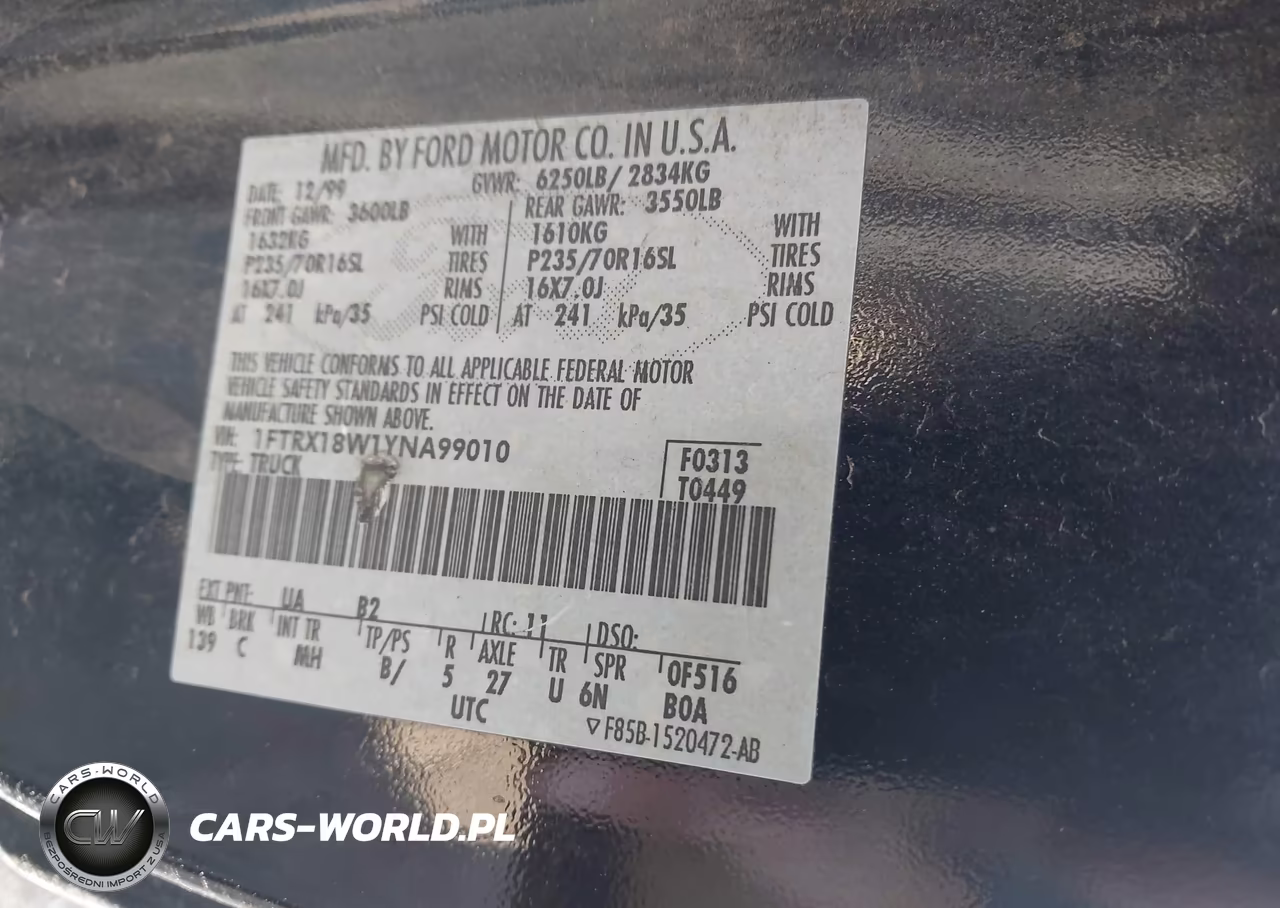 2000 Ford F-150 Lariat-Work Series-Xl-Xlt VIN:1FTRX18W1YNA99010 - 9
