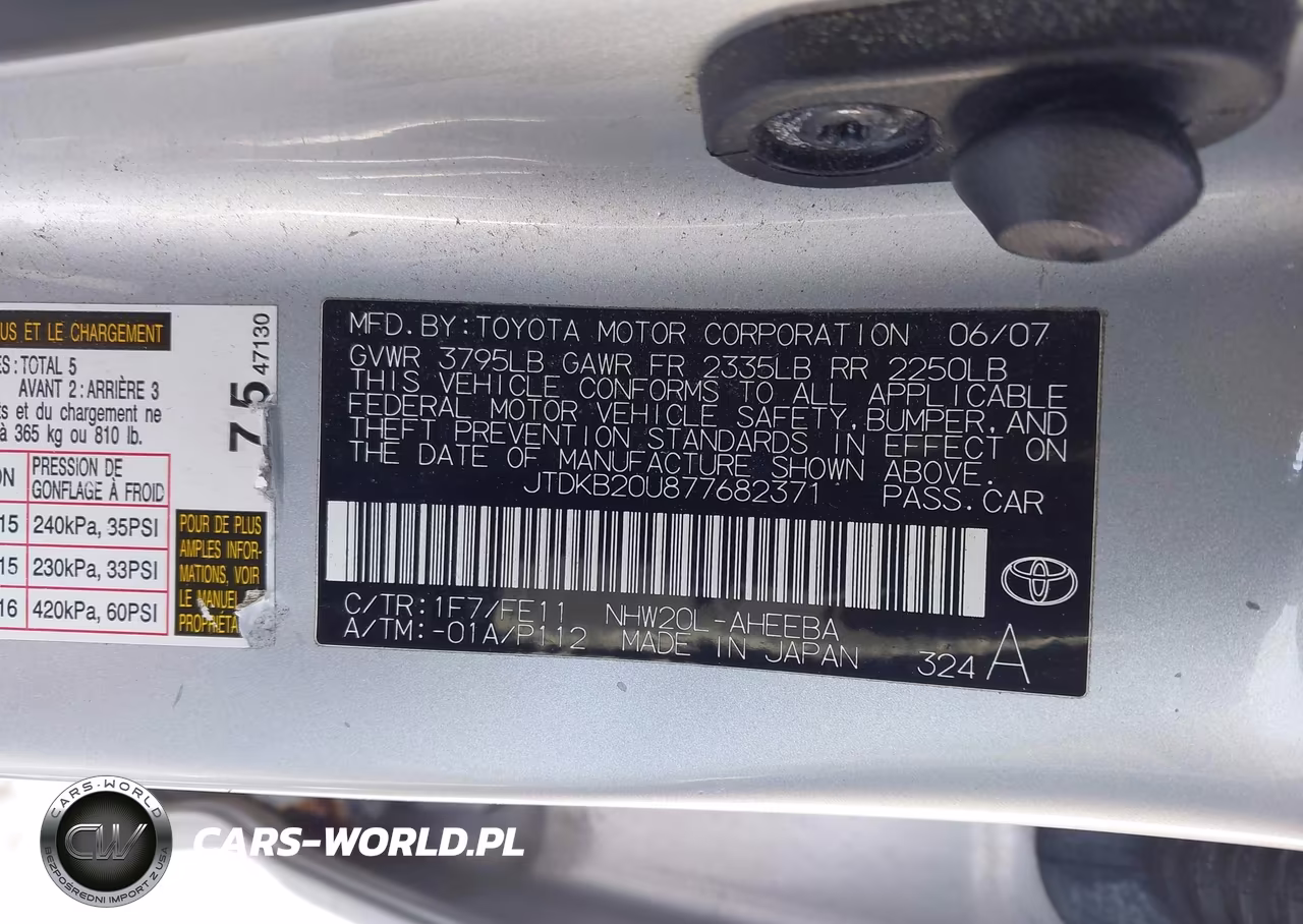 2007 Toyota Prius VIN:JTDKB20U877682371 - 9