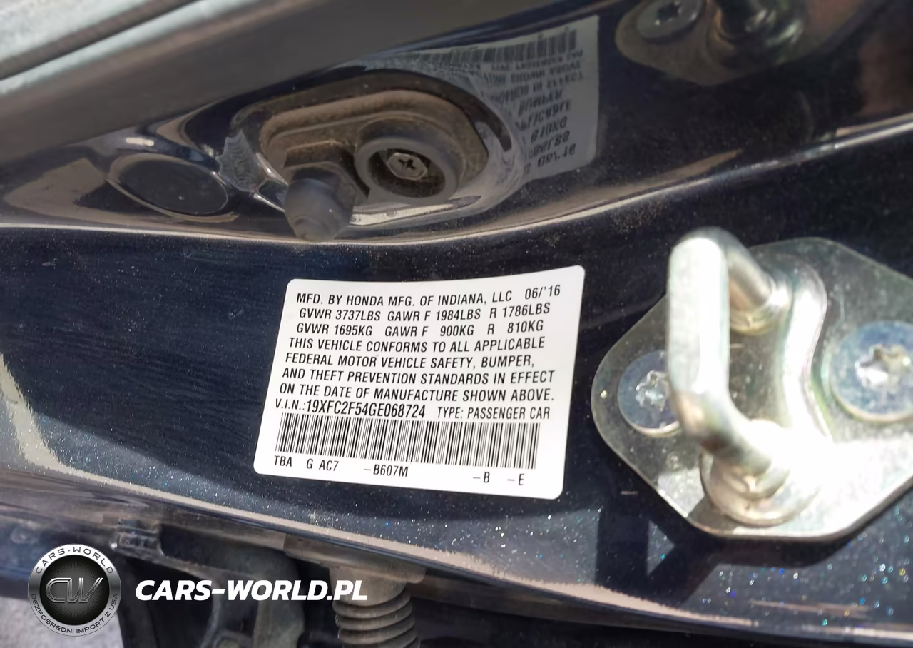 2016 Honda Civic Lx VIN:19XFC2F54GE068724 - 9
