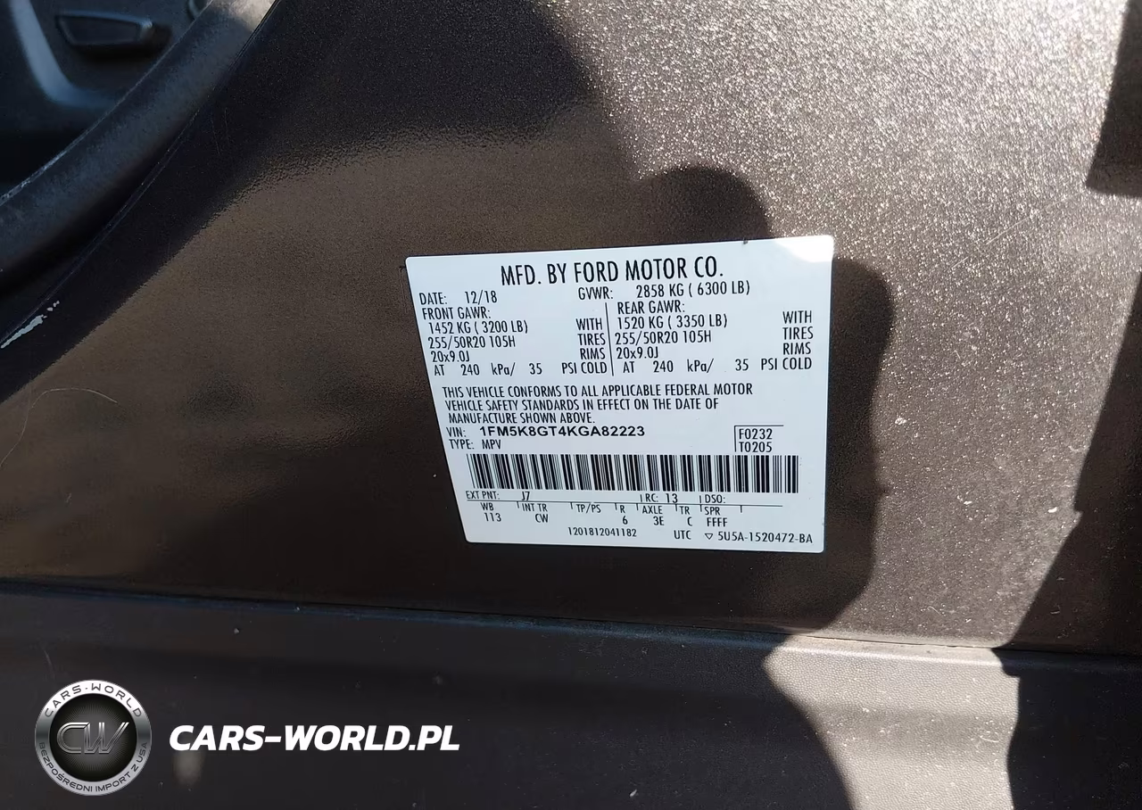 2019 Ford Explorer Sport VIN:1FM5K8GT4KGA82223 - 9