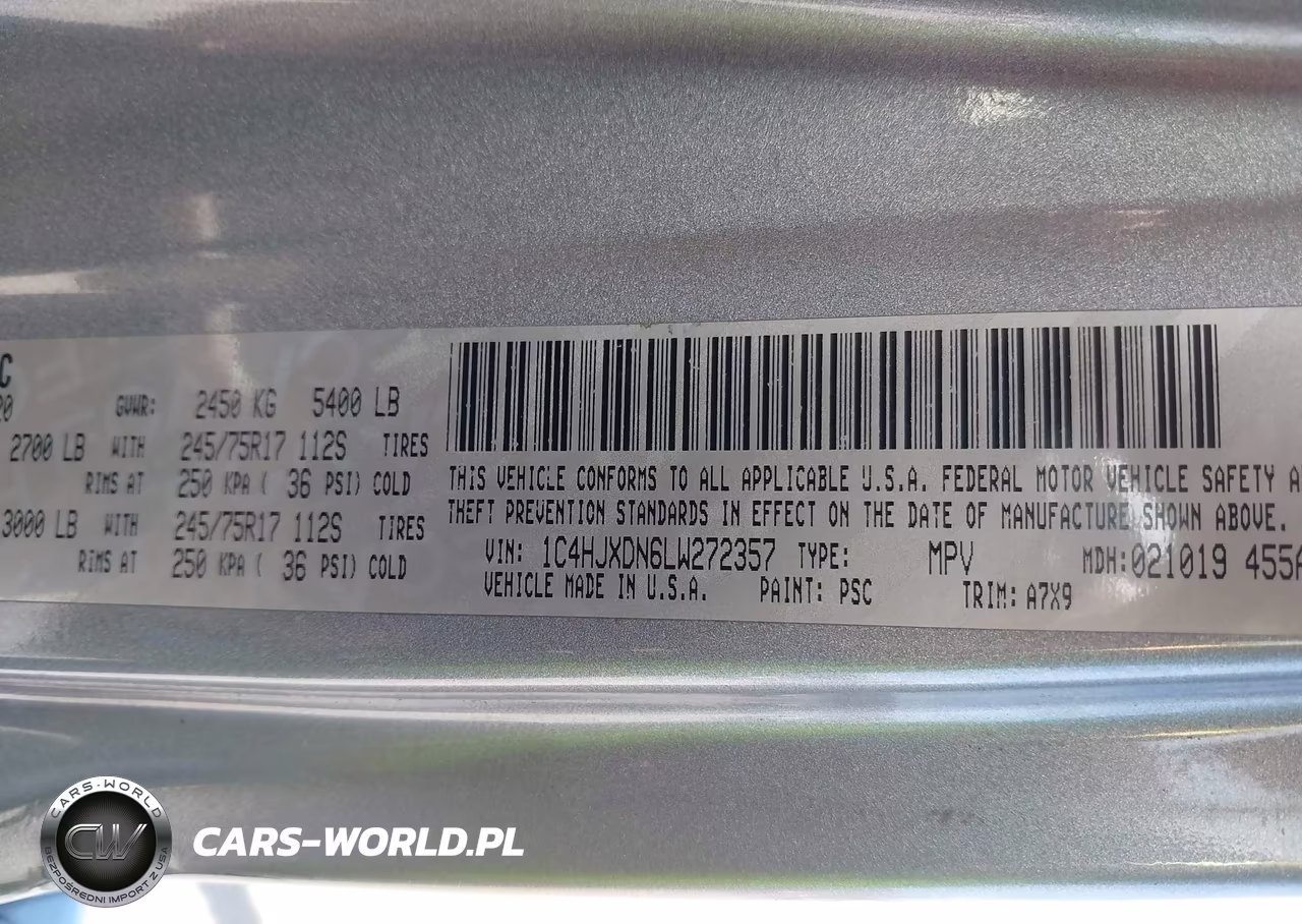 2020 Jeep Wrangler Unlimited Sport S 4X4 VIN:1C4HJXDN6LW272357 - 9