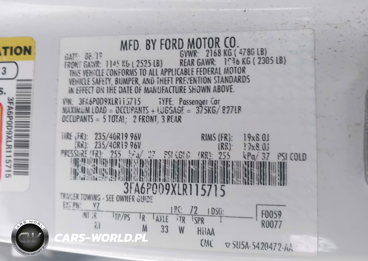 2020 Ford Fusion Titanium VIN:3FA6P0D9XLR115715 - 9