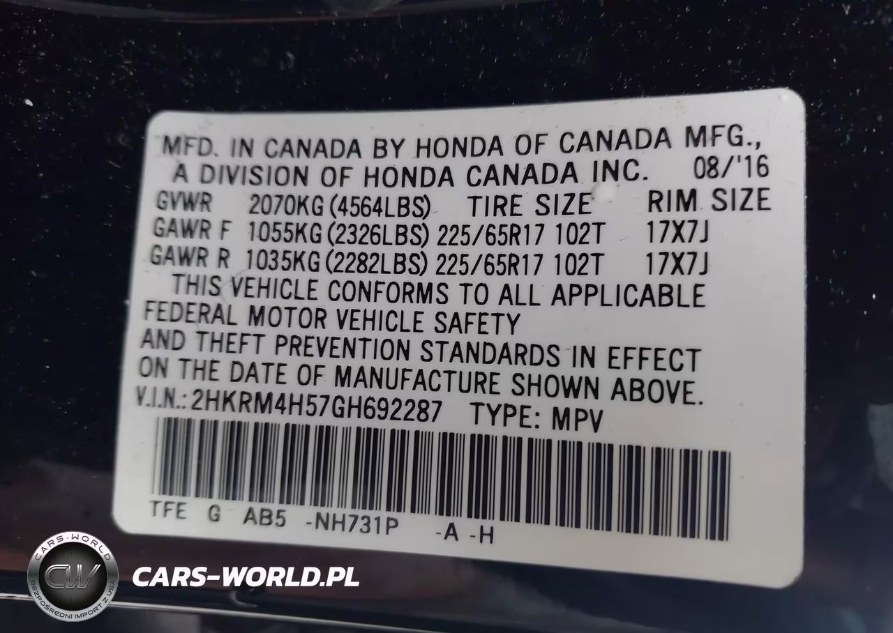 2016 Honda Cr-V Ex VIN:2HKRM4H57GH692287 - 9