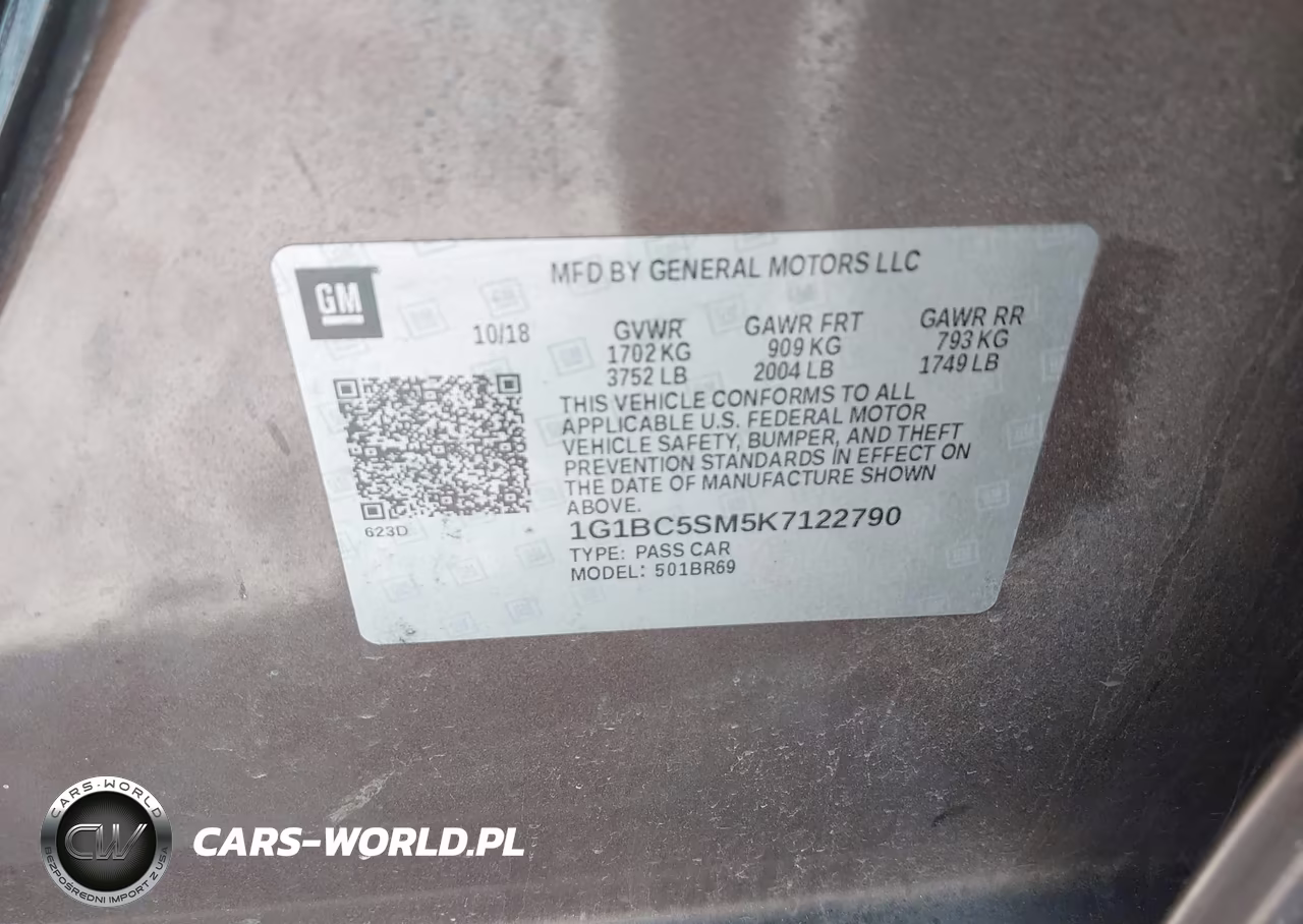 2019 Chevrolet Cruze Ls VIN:1G1BC5SM5K7122790 - 9
