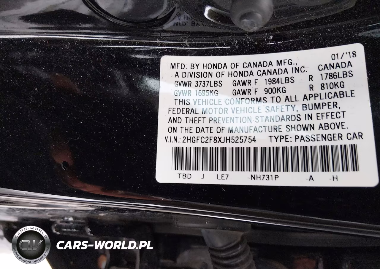 2018 Honda Civic Ex VIN:2HGFC2F8XJH525754 - 9