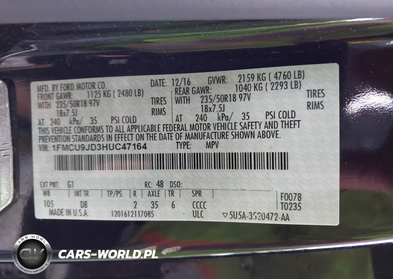 2017 Ford Escape Titanium VIN:1FMCU9JD3HUC47164 - 9