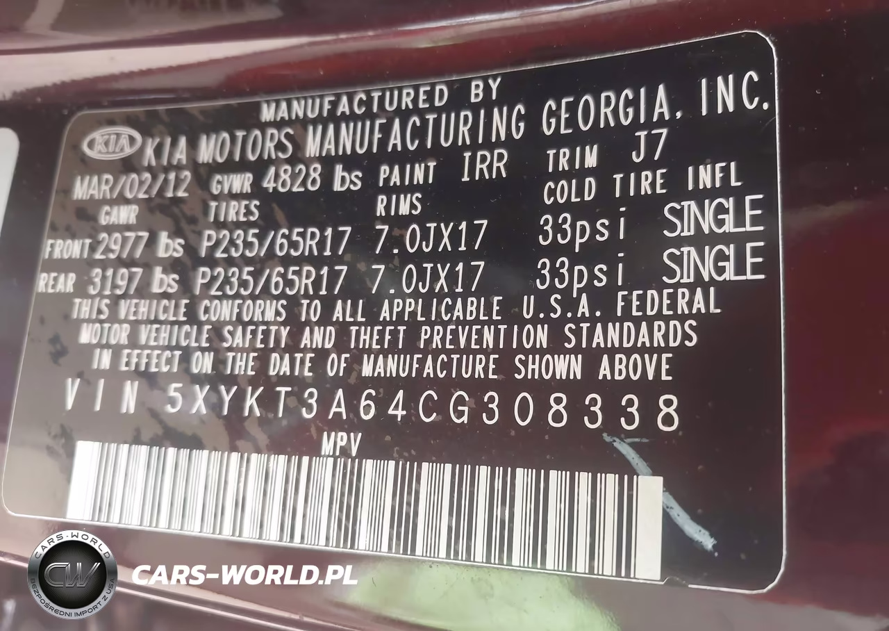 2012 Kia Sorento Lx VIN:5XYKT3A64CG308338 - 9