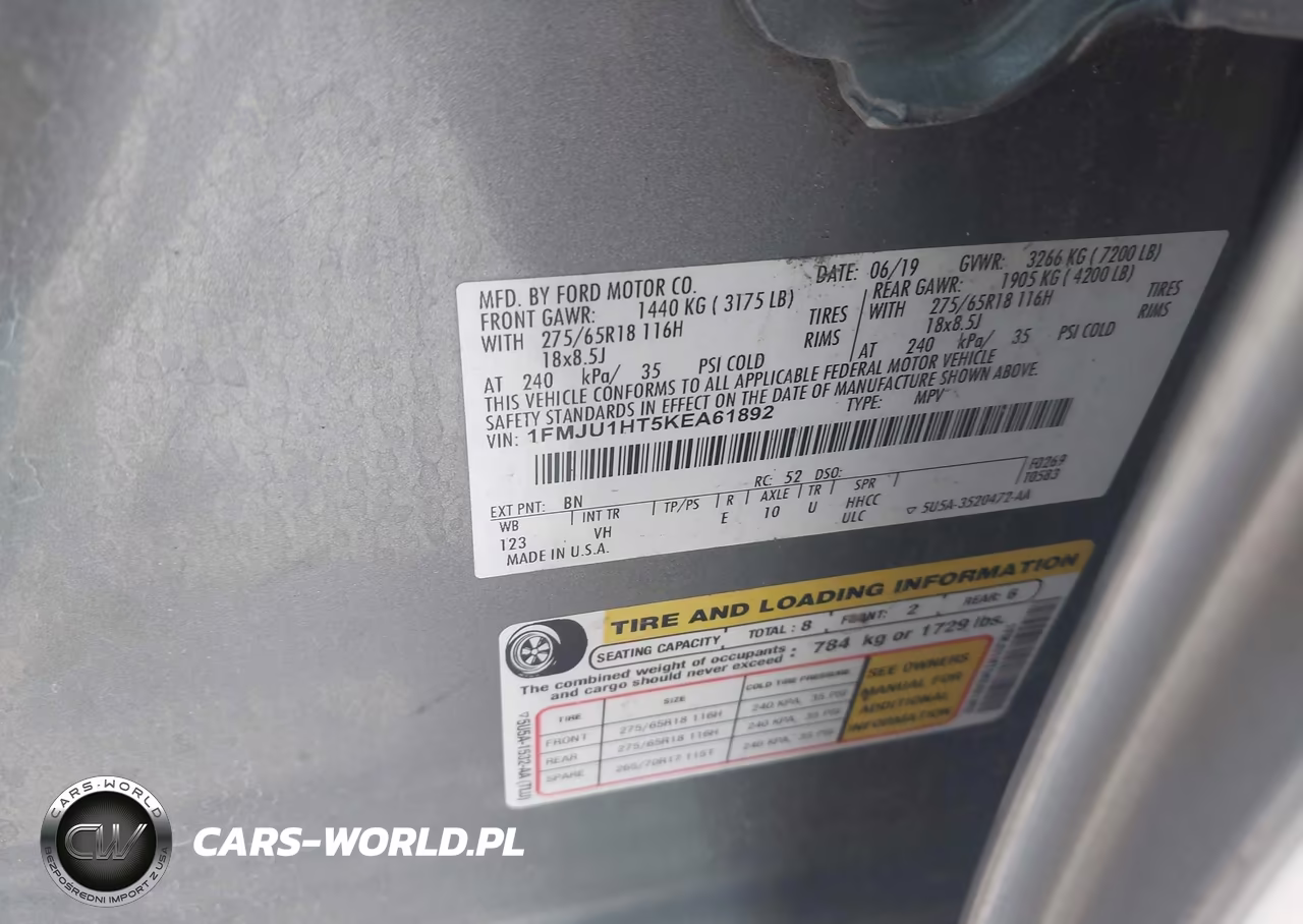 2019 Ford Expedition Xlt VIN:1FMJU1HT5KEA61892 - 9