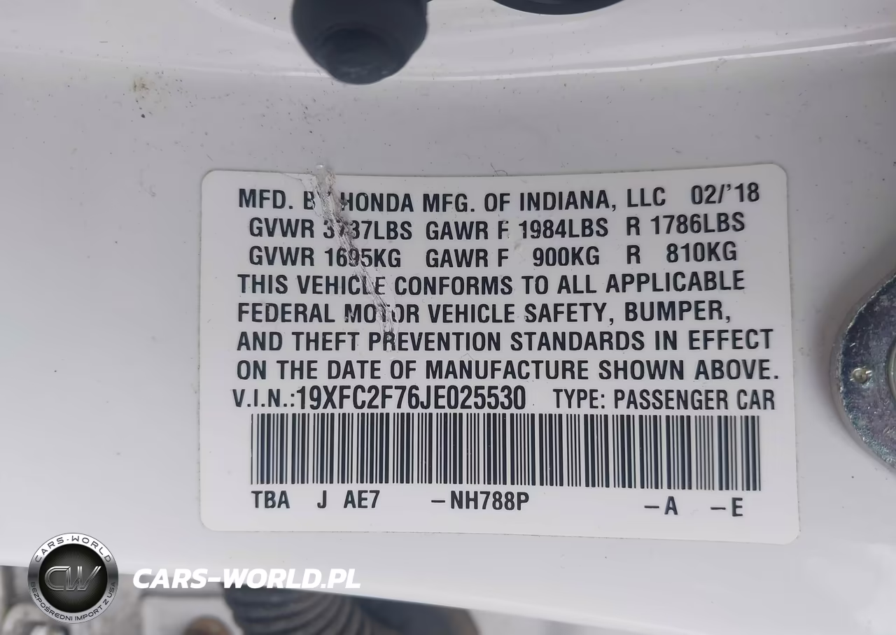 2018 Honda Civic Ex VIN:19XFC2F76JE025530 - 9