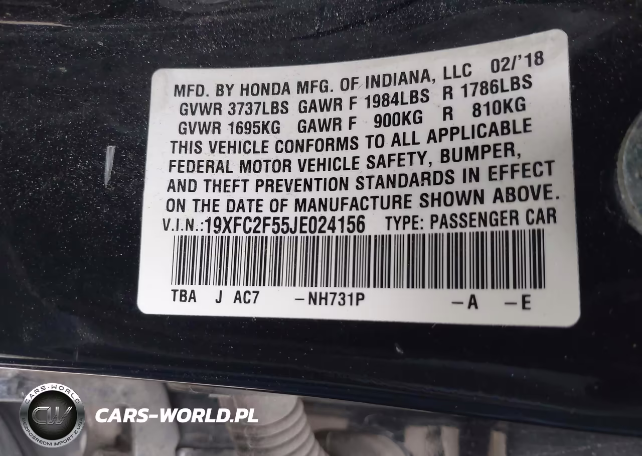 2018 Honda Civic Lx VIN:19XFC2F55JE024156 - 9