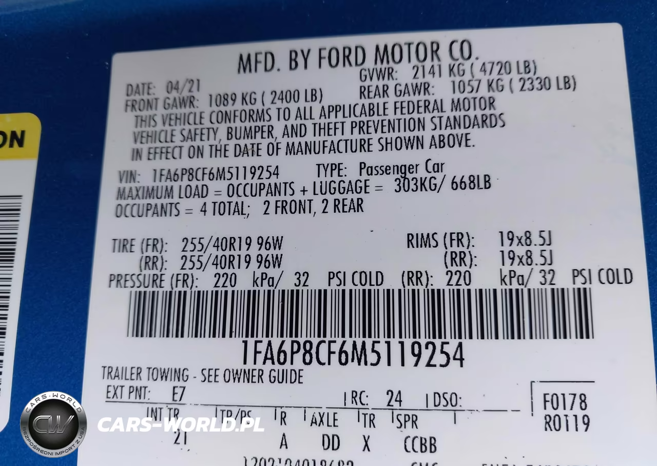 2021 Ford Mustang Gt Fastback VIN:1FA6P8CF6M5119254 - 9