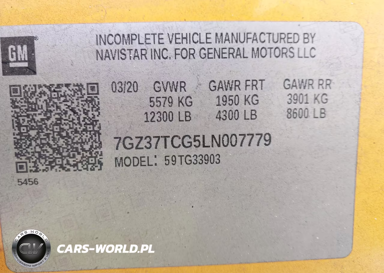 2020 GMC Savana Cutaway Work Van VIN:7GZ37TCG5LN007779 - 8