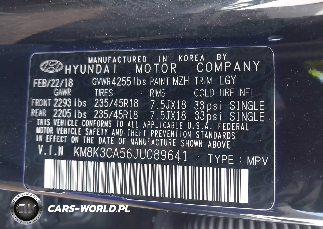 2018 Hyundai Kona Limited VIN:KM8K3CA56JU089641 - 9
