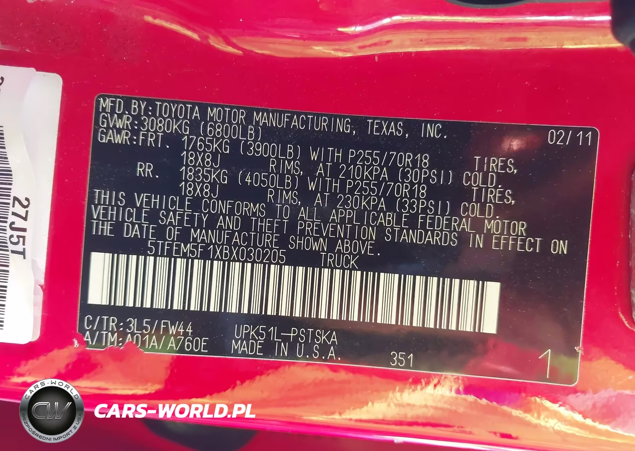 2011 Toyota Tundra Grade 4.6L V8 VIN:5TFEM5F1XBX030205 - 9