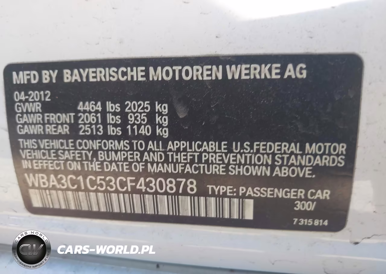 2012 BMW 328I VIN:WBA3C1C53CF430878 - 9