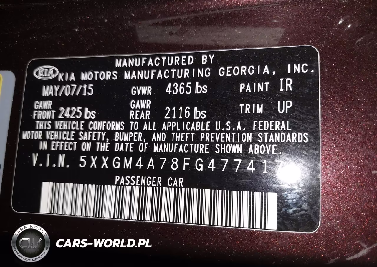 2015 Kia Optima Lx VIN:5XXGM4A78FG477417 - 9