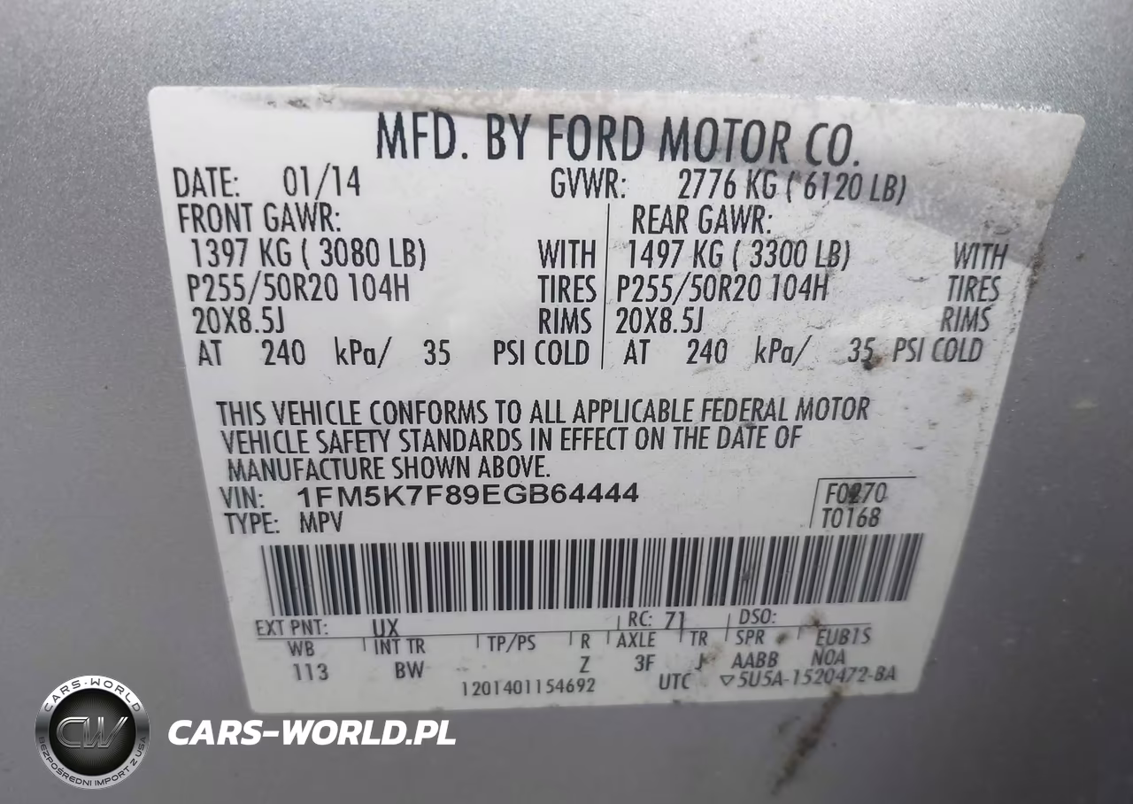 2014 Ford Explorer Limited VIN:1FM5K7F89EGB64444 - 9