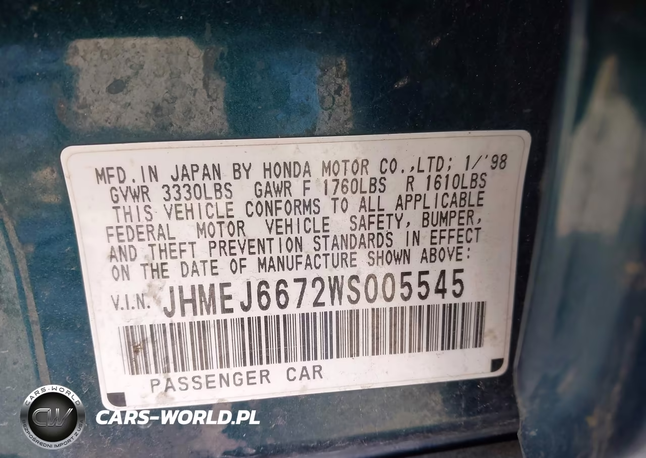 1998 Honda Civic Lx VIN:JHMEJ6672WS005545 - 9