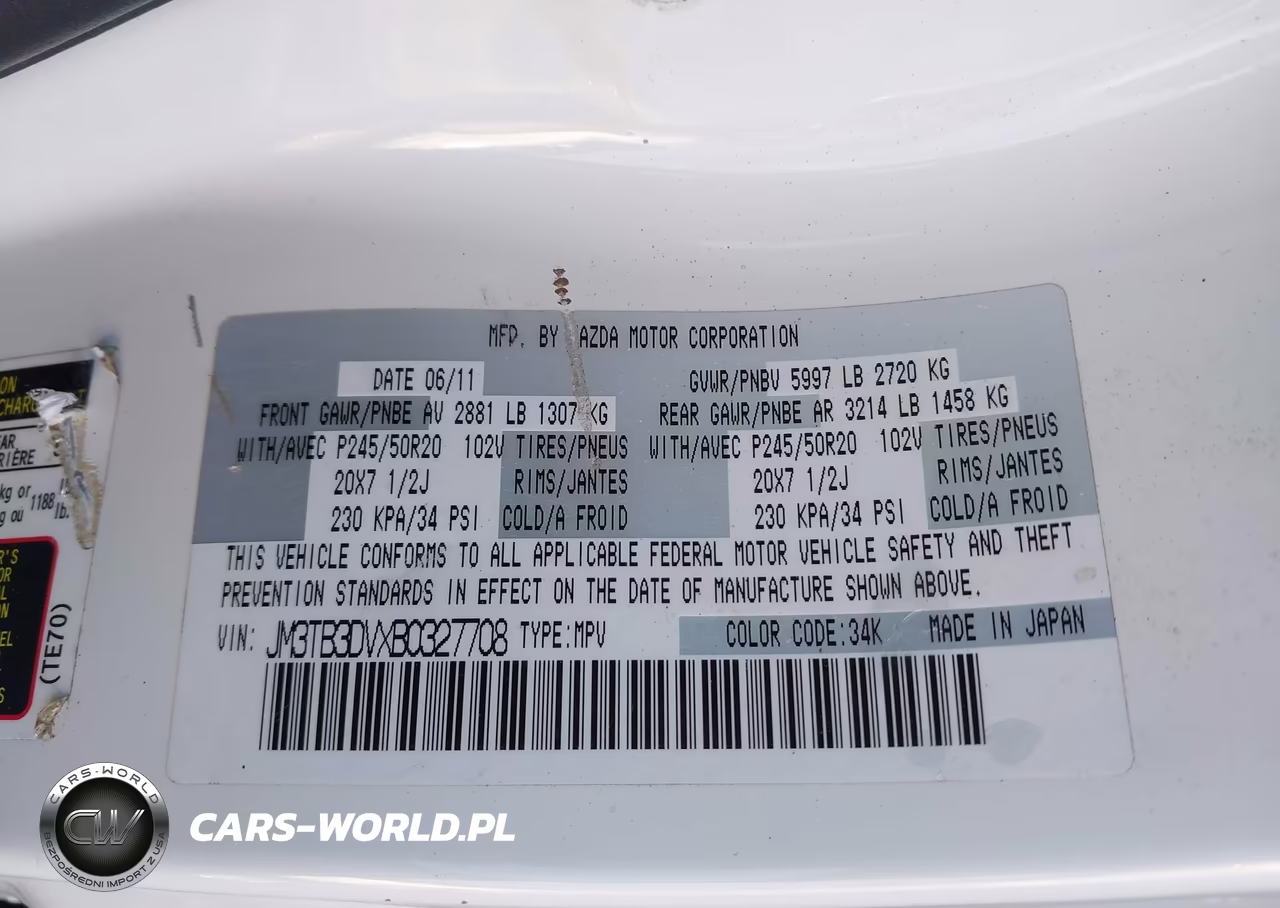 2011 Mazda Cx-9 Grand Touring VIN:JM3TB3DVXB0327708 - 9