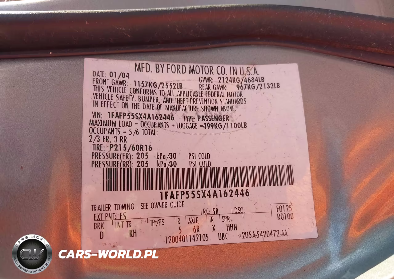 2004 Ford Taurus Ses VIN:1FAFP55SX4A162446 - 9