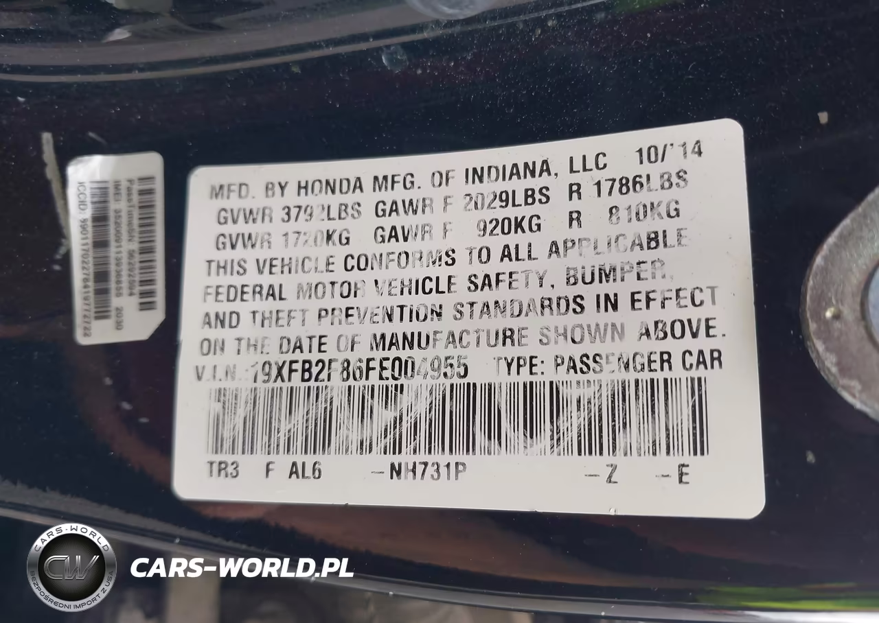 2015 Honda Civic Ex VIN:19XFB2F86FE004955 - 9