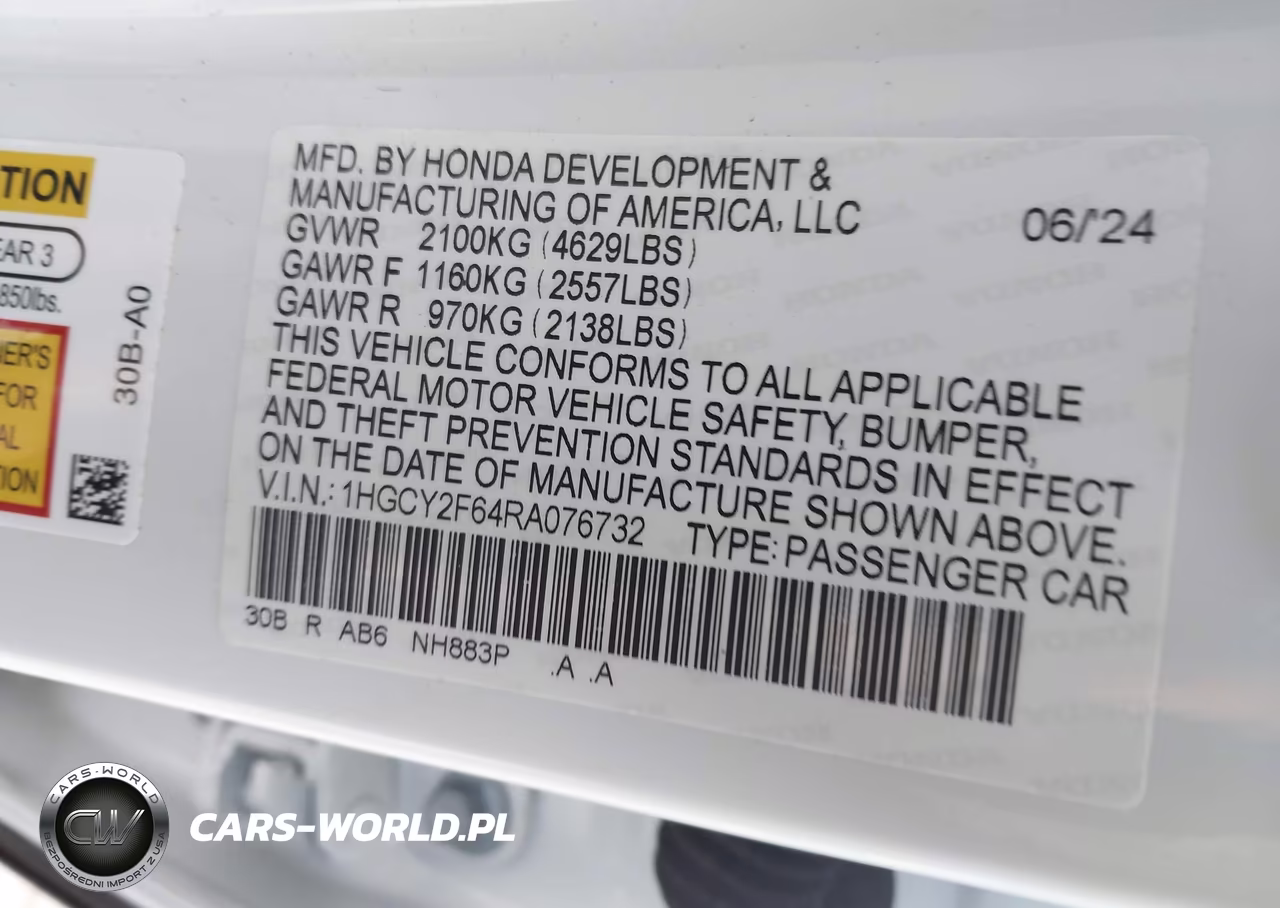 2024 Honda Accord Hybrid Ex-L VIN:1HGCY2F64RA076732 - 9