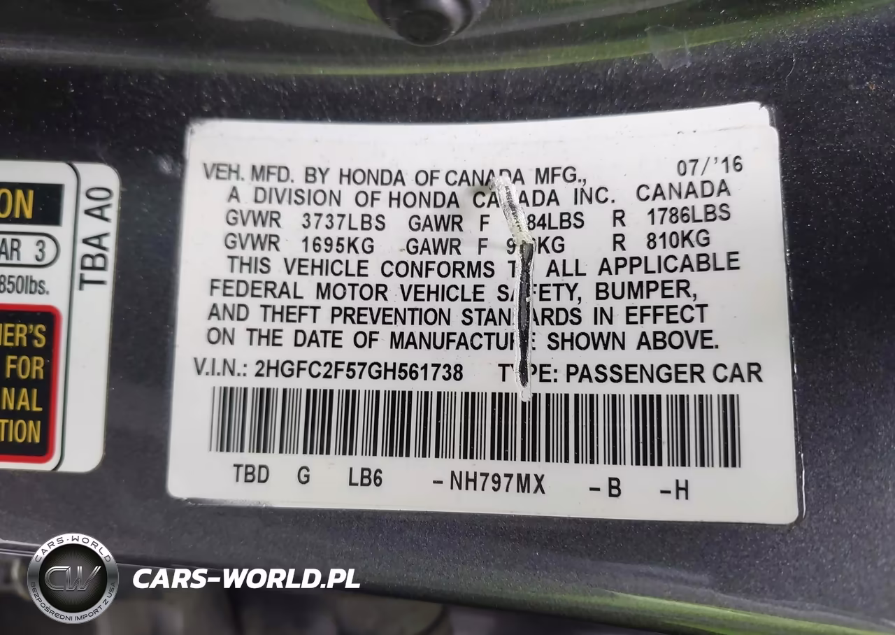 2016 Honda Civic Lx VIN:2HGFC2F57GH561738 - 9