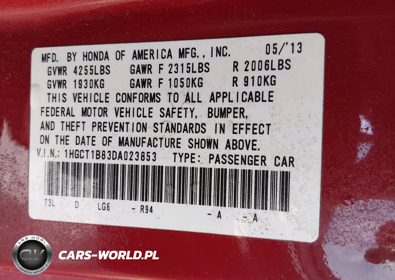 2013 Honda Accord Ex-L VIN:1HGCT1B83DA023853 - 9