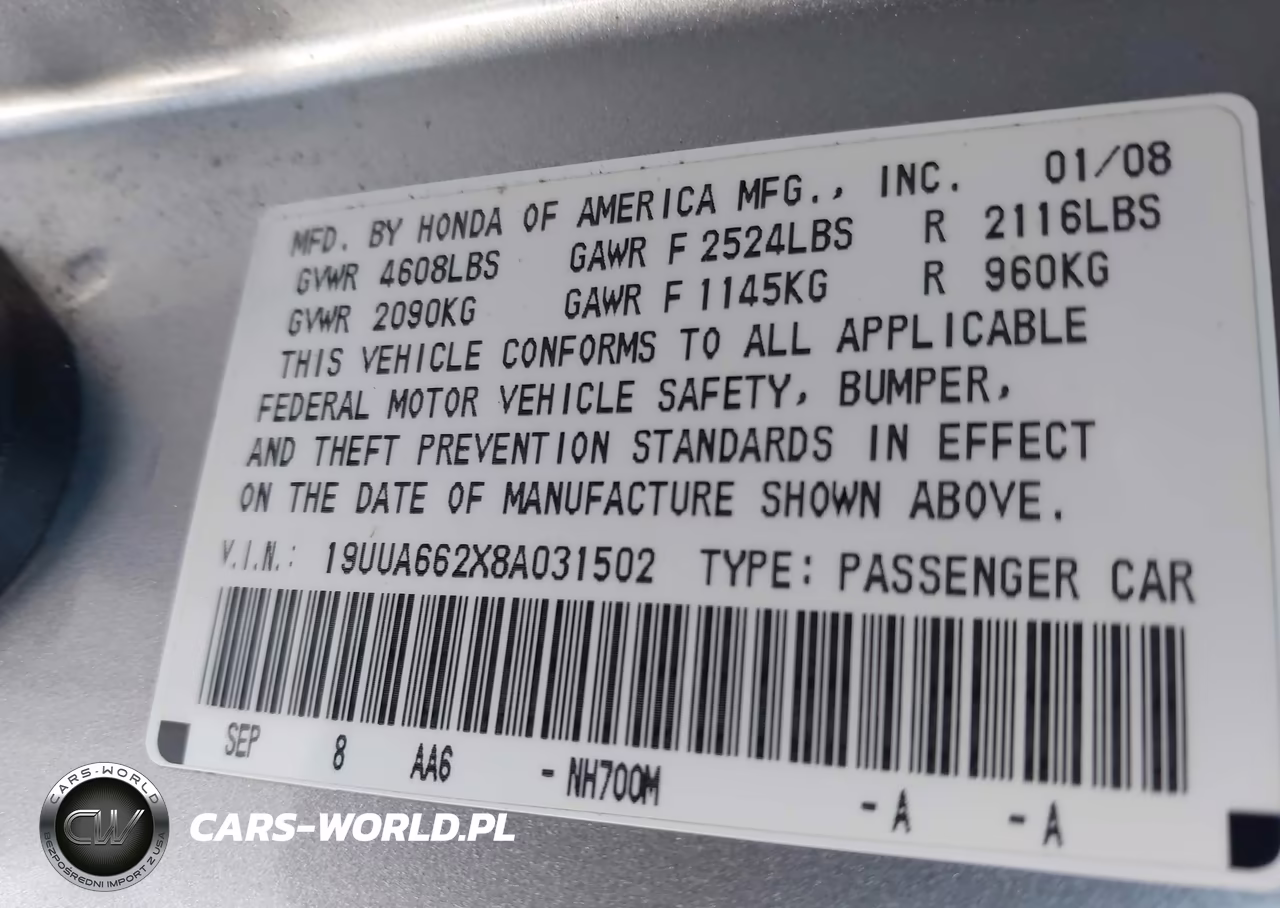 2008 Acura Tl 3.2 VIN:19UUA662X8A031502 - 9