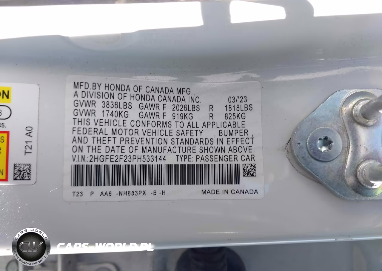 2023 Honda Civic Lx VIN:2HGFE2F23PH533144 - 9