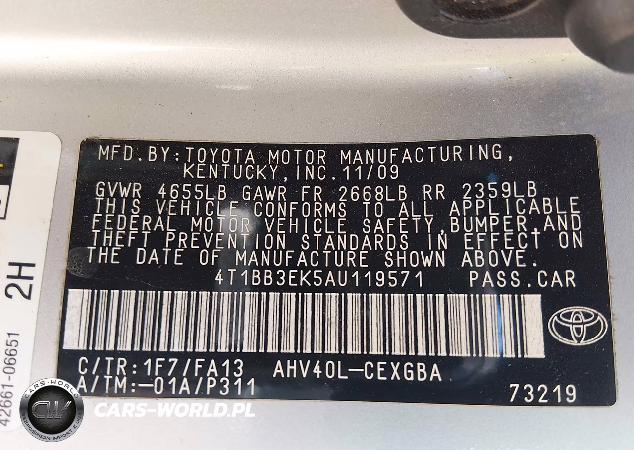 2010 Toyota Camry Hybrid VIN:4T1BB3EK5AU119571 - 9