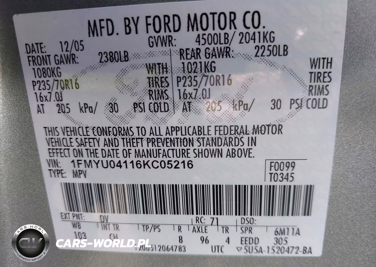 2006 Ford Escape Limited VIN:1FMYU04116KC05216 - 9