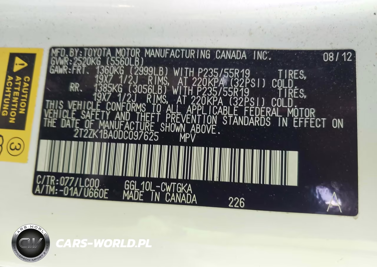 2013 Lexus Rx 350 VIN:2T2ZK1BA0DC097625 - 9