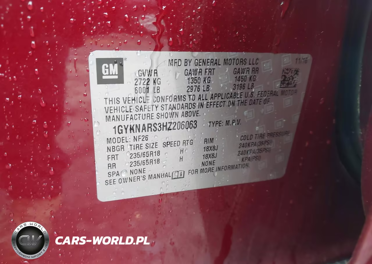 2017 Cadillac Xt5 Standard VIN:1GYKNARS3HZ206063 - 9
