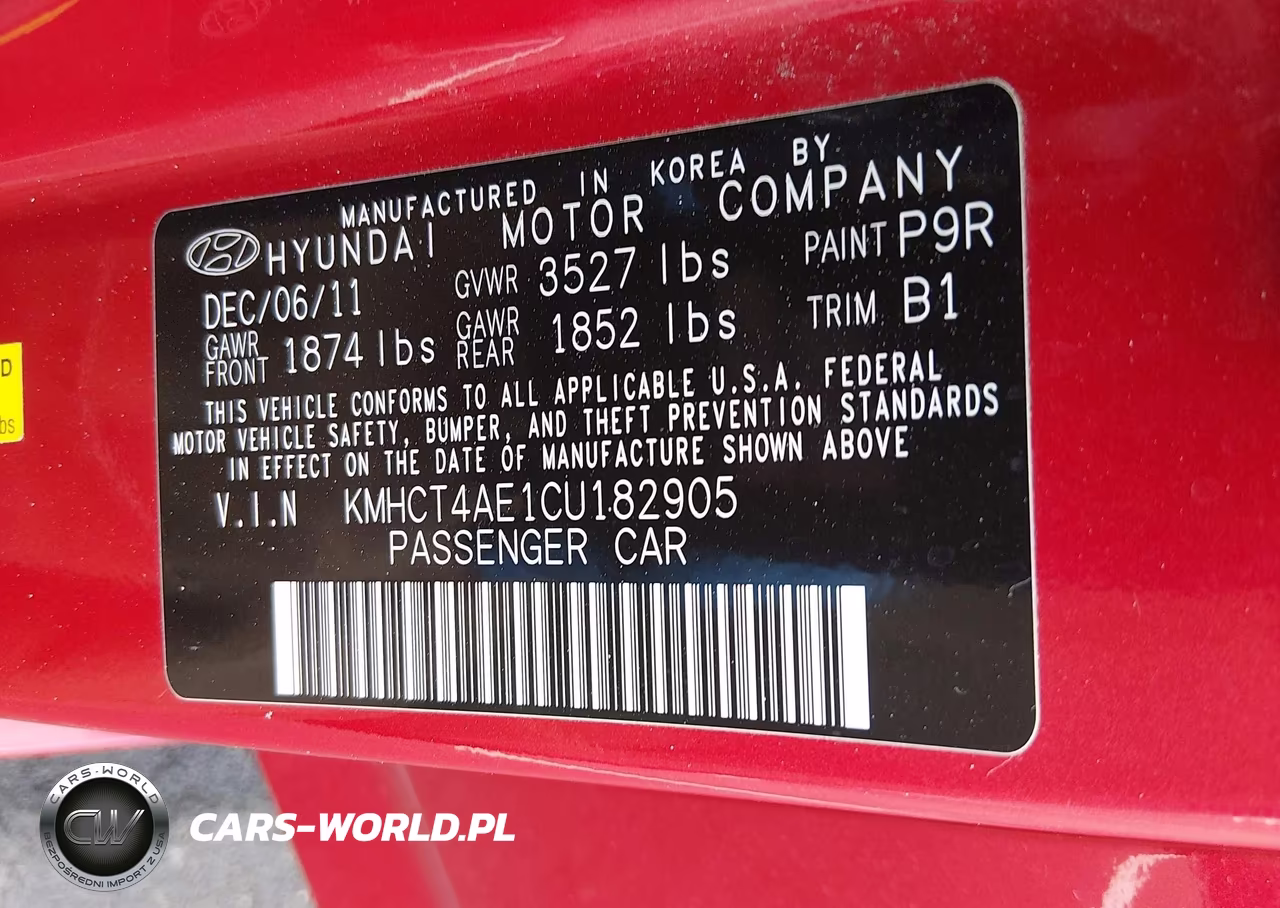 2012 Hyundai Accent Gls VIN:KMHCT4AE1CU182905 - 9