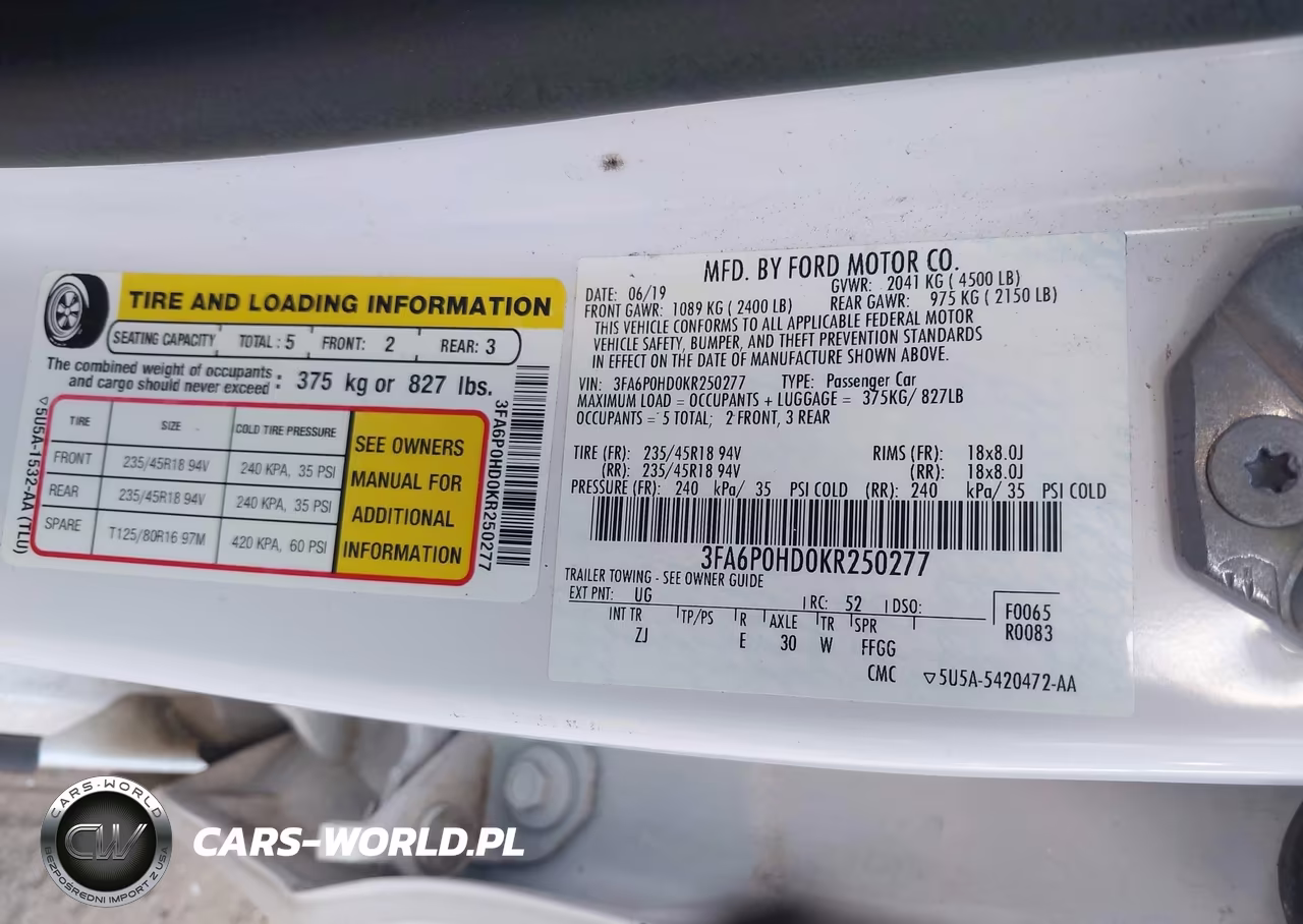 2019 Ford Fusion Se VIN:3FA6P0HD0KR250277 - 9
