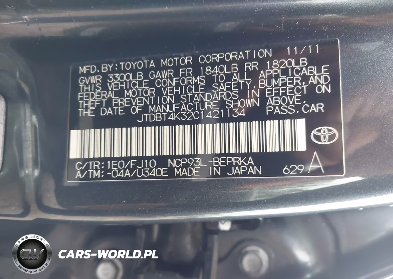 2012 Toyota Yaris VIN:JTDBT4K32C1421134 - 9