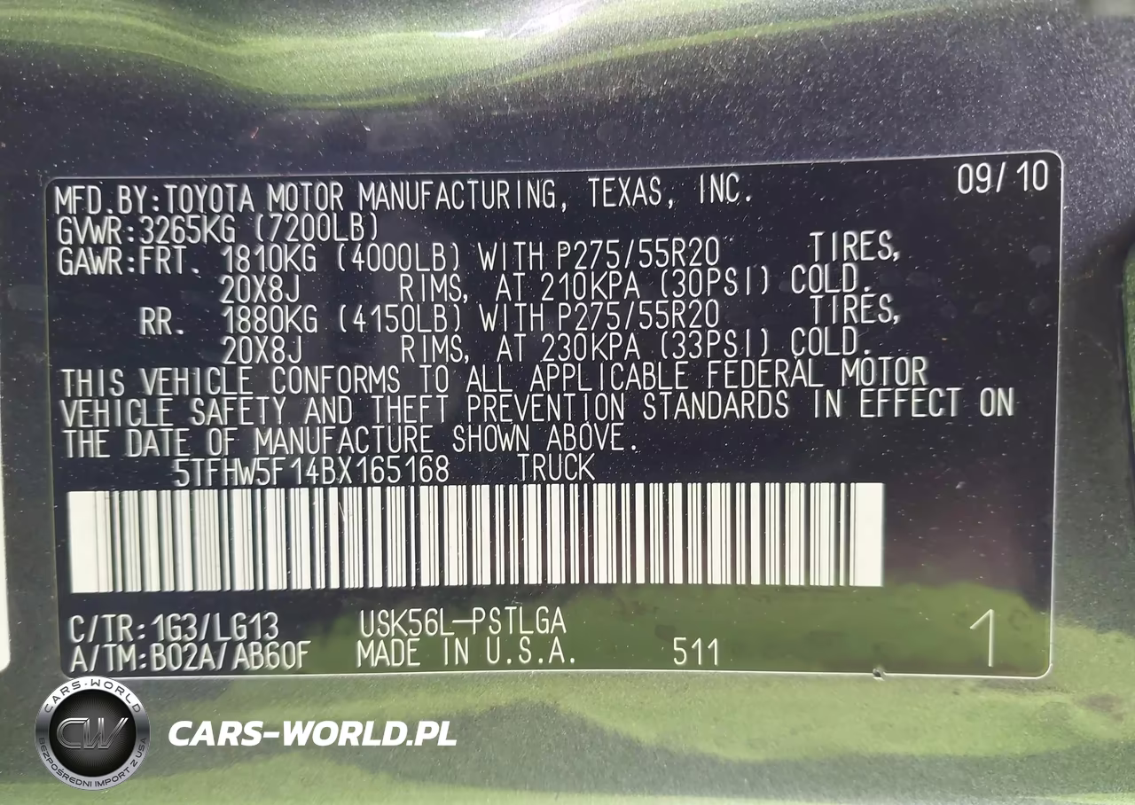 2011 Toyota Tundra Limited 5.7L V8 VIN:5TFHW5F14BX165168 - 9