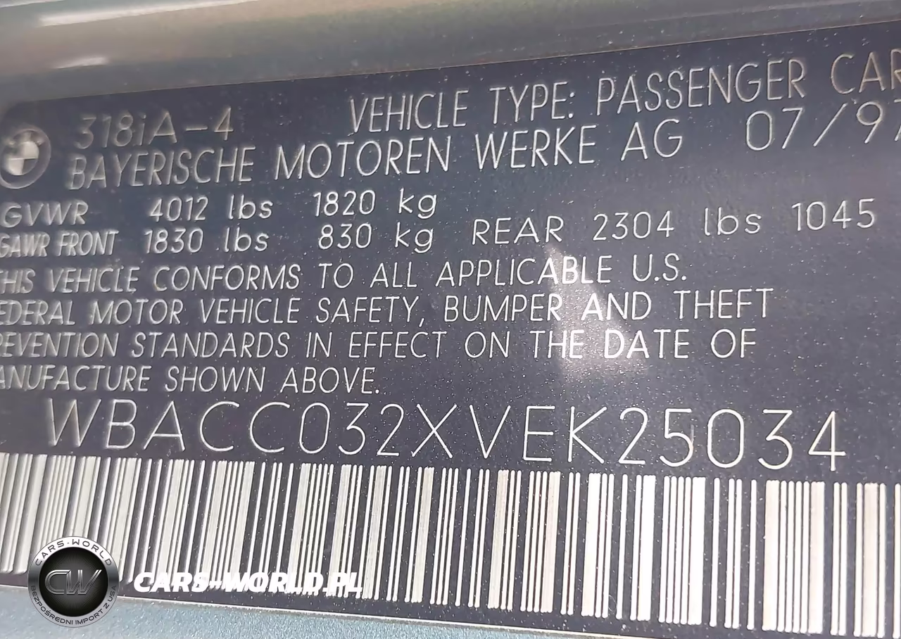 1997 BMW 318I VIN:WBACC032XVEK25034 - 9
