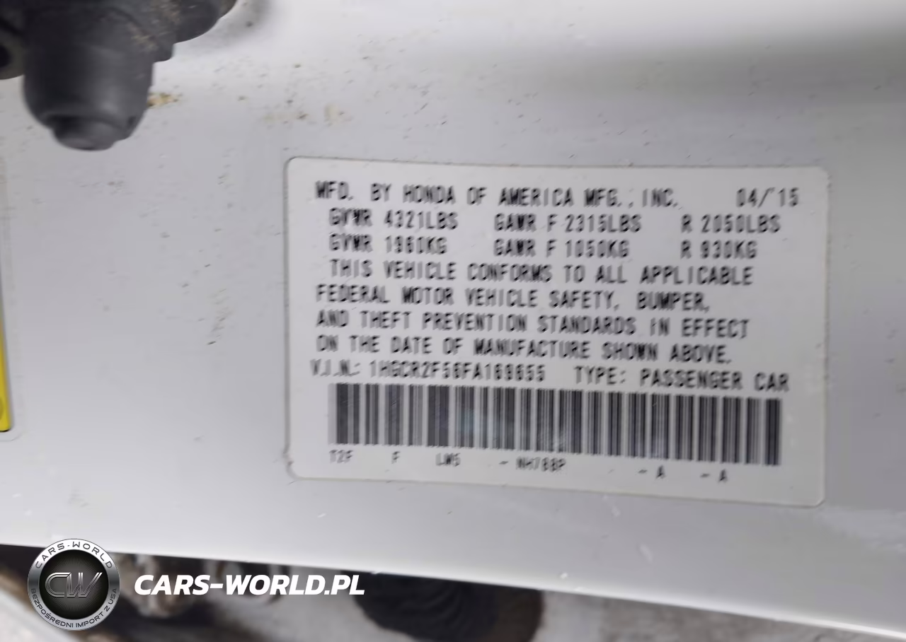 2015 Honda Accord Sport VIN:1HGCR2F56FA169655 - 9