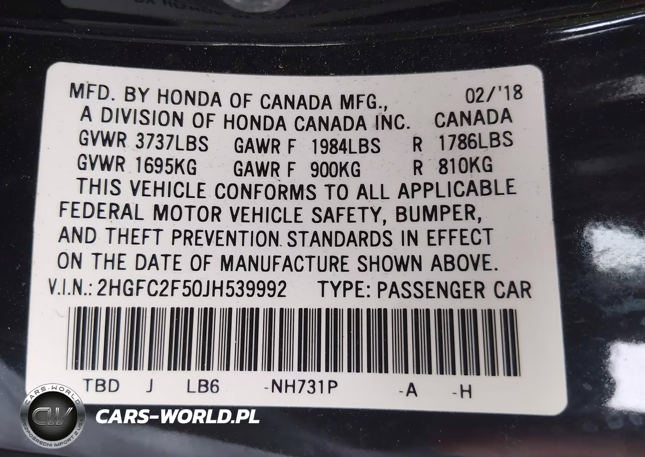 2018 Honda Civic Lx VIN:2HGFC2F50JH539992 - 9