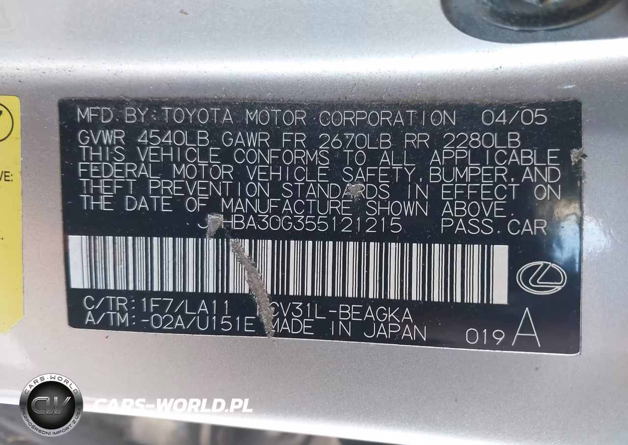 2005 Lexus Es 330 VIN:JTHBA30G355121215 - 7