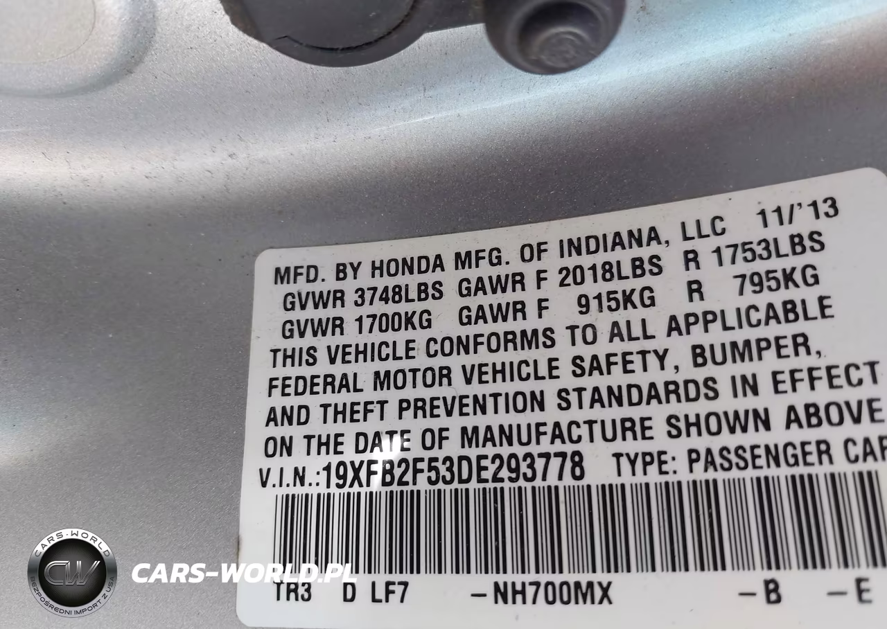 2013 Honda Civic Lx VIN:19XFB2F53DE293778 - 9